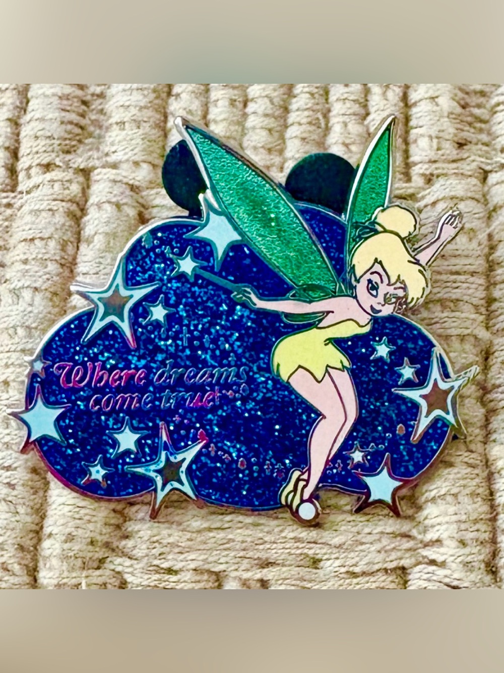 DISNEY *Exclusive* Tinker Bell "Where Dreams Come True" Pixie Dust Sparkle Pin